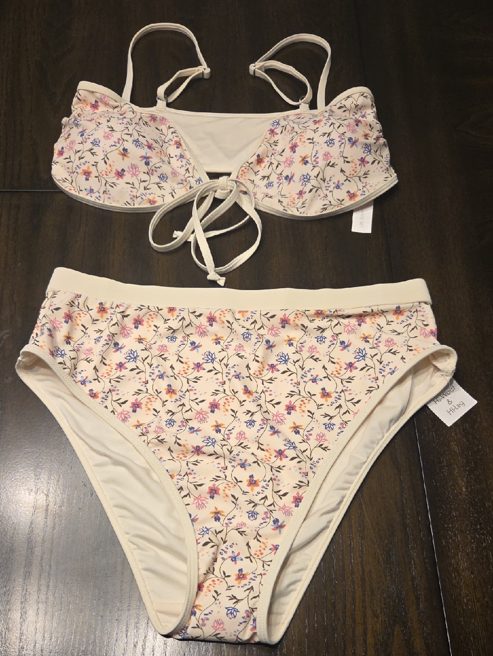 Caroline Constas Cream Floral Two-Piece Bikini